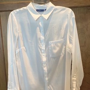 White Convertible Sleeve Blouse-GREAT BARGAIN